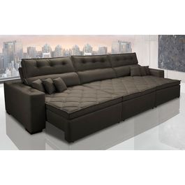 Sofá Retrátil e Reclinável 3,82m Agnus com Molas no Assento Suede Velupluma Café