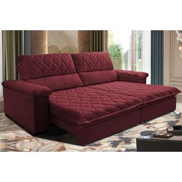 Sofá Retrátil e Reclinável 2,35m Molas Ensacadas Sofá inBox Extra Great com Bordado 3D Velupluma Vinho