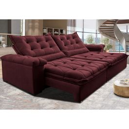 Sofá Retrátil e Reclinável 2,35m Sofá inBox Grand Fresh com SoftGel D40 Velupluma Vinho
