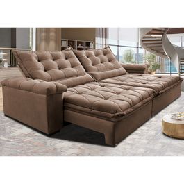 Sofá Retrátil e Reclinável 2,55m Sofá inBox Grand Fresh com SoftGel D40 Velupluma Castor