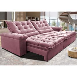 Sofá Retrátil e Reclinável 2,35m Sofá inBox Grand Fresh com SoftGel D40 Velupluma Rose