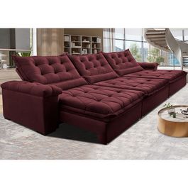 Sofá Retrátil e Reclinável 3,55m Sofá inBox Grand Fresh com SoftGel D40 Velupluma Vinho