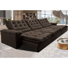 Sofá Retrátil e Reclinável 3,85m Sofá inBox Grand Fresh com SoftGel D40 Velupluma Café