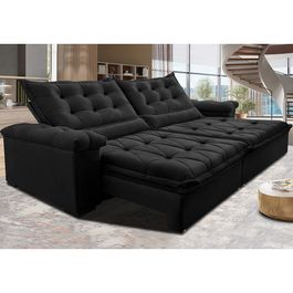 Sofá Retrátil e Reclinável 2,35m Sofá inBox Grand Fresh com SoftGel D40 Velupluma Preto