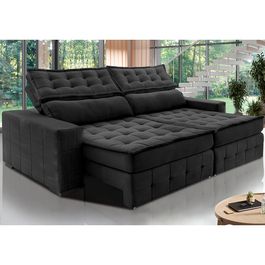 Sofá Retrátil e Reclinável 3,15m Sofá inBox Grand Puffer com SoftGel D40 Velupluma Preto