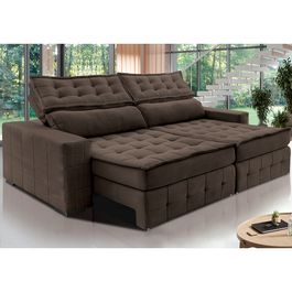 Sofá Retrátil e Reclinável 2,35m Sofá inBox Grand Puffer com SoftGel D40 Velupluma Café