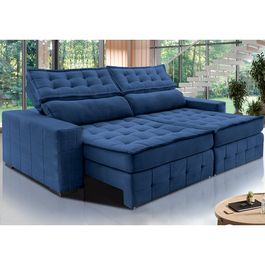 Sofá Retrátil e Reclinável 2,75m Sofá inBox Grand Puffer com SoftGel D40 Velupluma Azul