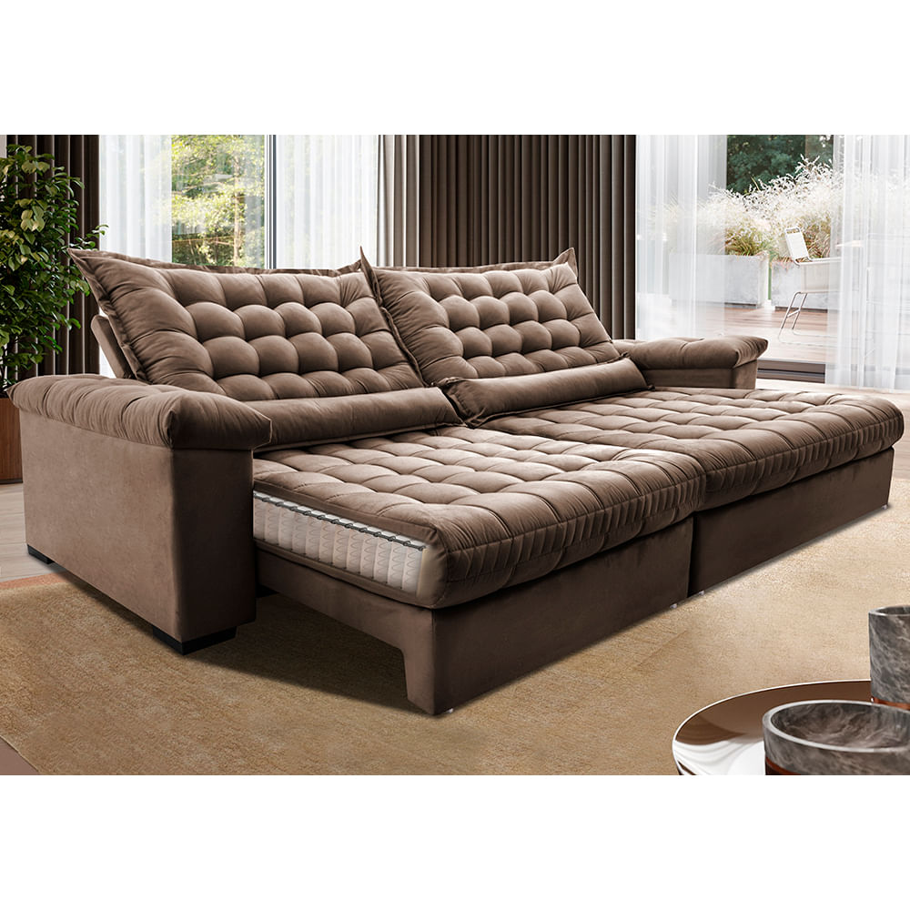 Sofa Retratil Reclinavel 2,15 Grand Space na cor Castor
