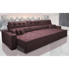 Sofá Retrátil e Reclinável 4,12m Agnus com Molas no Assento Suede Velupluma Vinho