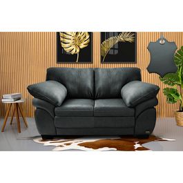Sofá de Couro Legítimo 2 Lugares 1,60m Sofá inBox Mont Leather Cinza