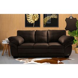 Sofá de Couro Legítimo 3 Lugares 2,10m Sofá inBox Mont Leather Marrom
