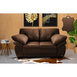 Sofá de Couro Legítimo 2 Lugares 1,60m Sofá inBox Mont Leather Caramelo