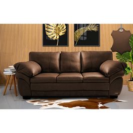 Sofá de Couro Legítimo 3 Lugares 2,10m Sofá inBox Mont Leather Caramelo