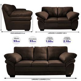 Conjunto Sofá de Couro Legítimo 3 e 2 Lugares Sofá inBox Mont Leather 2,10x1,60m Marrom