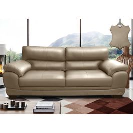 Sofá de Couro Legítimo 3 Lugares 2,26m Sofá inBox Don Leather Bege