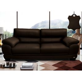 Sofá de Couro Legítimo 3 Lugares 2,26m Sofá inBox Don Leather Marrom