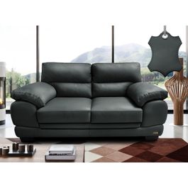 Sofá de Couro Legítimo 2 Lugares 1,76m Sofá inBox Don Leather Cinza