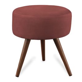Puff Sofá inBox Hilda Redondo com Pés em Madeira Maciça Tecido Suede Vermelho