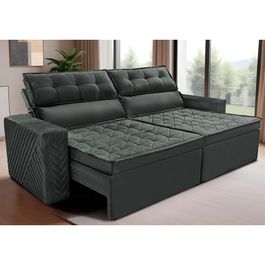 Sofá Retrátil e Reclinável 2,00m Sofá inBox Glamour Velusoft Cinza