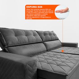 Sofá Retrátil e Reclinável 2,30m Sofá inBox Glamour Velusoft Cinza