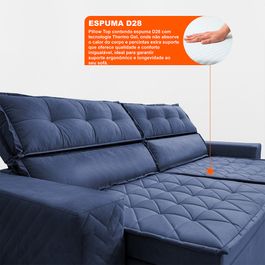 Sofá Retrátil e Reclinável 2,30m Sofá inBox Glamour Velusoft Azul