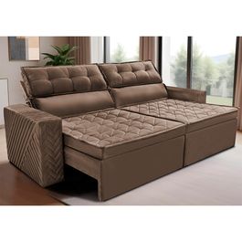 Sofá Retrátil e Reclinável 2,30m Sofá inBox Glamour Velusoft Castor