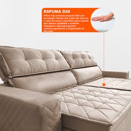 Sofá Retrátil e Reclinável 2,00m Sofá inBox Glamour Velusoft Bege
