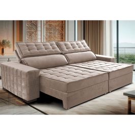 Sofá Retrátil e Reclinável 2,15m Sofá inBox Grand Star com SoftGel D40 Velupluma Bege