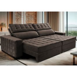 Sofá Retrátil e Reclinável 2,15m Sofá inBox Grand Star com SoftGel D40 Velupluma Café