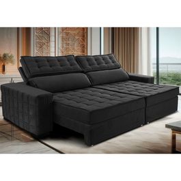 Sofá Retrátil e Reclinável 2,35m Sofá inBox Grand Star com SoftGel D40 Velupluma Preto