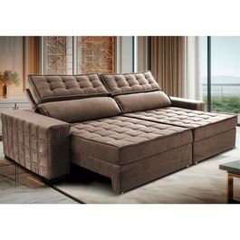 Sofá Retrátil e Reclinável 2,95m Sofá inBox Grand Star com SoftGel D40 Velupluma Castor