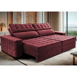 Sofá Retrátil e Reclinável 2,35m Sofá inBox Grand Star com SoftGel D40 Velupluma Vinho