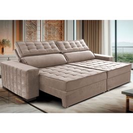 Sofá Retrátil e Reclinável 2,55m Sofá inBox Grand Star com SoftGel D40 Velupluma Bege