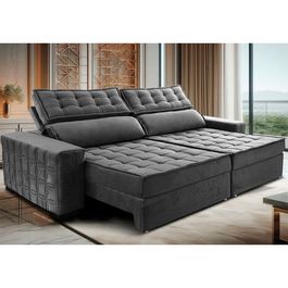 Sofá Retrátil e Reclinável 2,75m Sofá inBox Grand Star com SoftGel D40 Velupluma Cinza