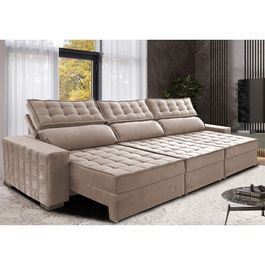Sofá Retrátil e Reclinável 3,55m Sofá inBox Grand Star com SoftGel D40 Velupluma Bege