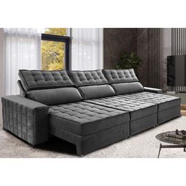 Sofá Retrátil e Reclinável 3,55m Sofá inBox Grand Star com SoftGel D40 Velupluma Cinza