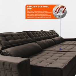 Sofá Retrátil e Reclinável 3,55m Sofá inBox Grand Star com SoftGel D40 Velupluma Café