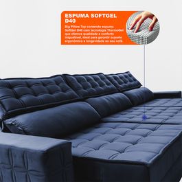 Sofá Retrátil e Reclinável 4,15m Sofá inBox Grand Star com SoftGel D40 Velupluma Azul
