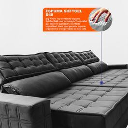 Sofá Retrátil e Reclinável 3,85m Sofá inBox Grand Star com SoftGel D40 Velupluma Cinza