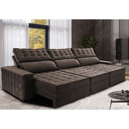 Sofá Retrátil e Reclinável 4,15m Sofá inBox Grand Star com SoftGel D40 Velupluma Café