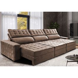 Sofá Retrátil e Reclinável 4,15m Sofá inBox Grand Star com SoftGel D40 Velupluma Castor