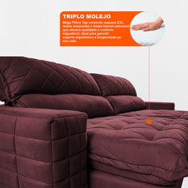 Sofá Retrátil e Reclinável 2,15m Molas Ensacadas Sofá inBox Encanto com ThermoGel Velupluma Vinho