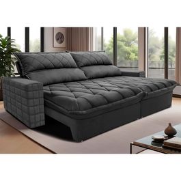 Sofá Retrátil e Reclinável 2,55m Molas Ensacadas Sofá inBox Encanto com ThermoGel Velupluma Cinza