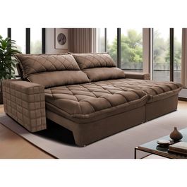 Sofá Retrátil e Reclinável 2,55m Molas Ensacadas Sofá inBox Encanto com ThermoGel Velupluma Castor