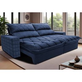 Sofá Retrátil e Reclinável 2,35m Molas Ensacadas Sofá inBox Encanto com ThermoGel Velupluma Azul