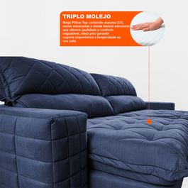 Sofá Retrátil e Reclinável 2,35m Molas Ensacadas Sofá inBox Encanto com ThermoGel Velupluma Azul
