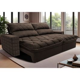 Sofá Retrátil e Reclinável 2,95m Molas Ensacadas Sofá inBox Encanto com ThermoGel Velupluma Café