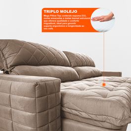 Sofá Retrátil e Reclinável 2,95m Molas Ensacadas Sofá inBox Encanto com ThermoGel Velupluma Bege
