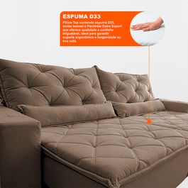 Sofá Lotus 2,52m Retrátil, Reclinável com Molas no Assento Velupluma Castor - Sofá inBox