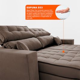 Sofá Retrátil e Reclinável 2,20m Molas Ensacadas e Costura Tripla Sofá inBox Nobres Velupluma Castor